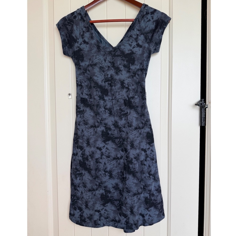 Pact Fit and Flare Dress Womens Small Grey Tie Dye Cutout Back Organic Cotton - Picture 4 of 11